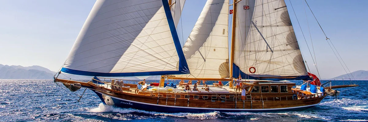 Turkish gulet Randa under sail on the Turquoise Coast