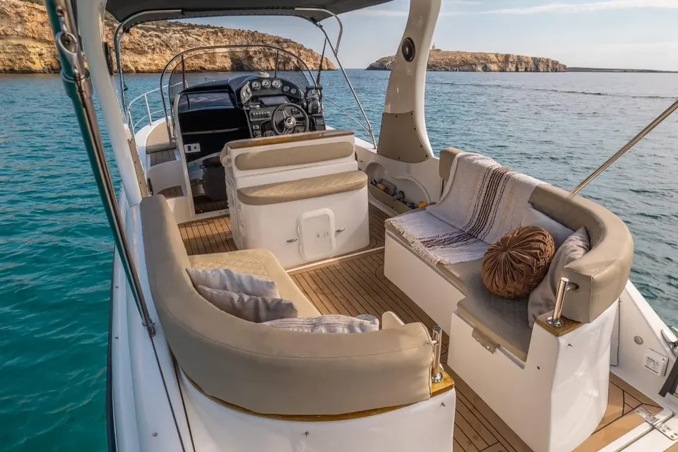 Shaded stern seating on the AS Marine 28 WA